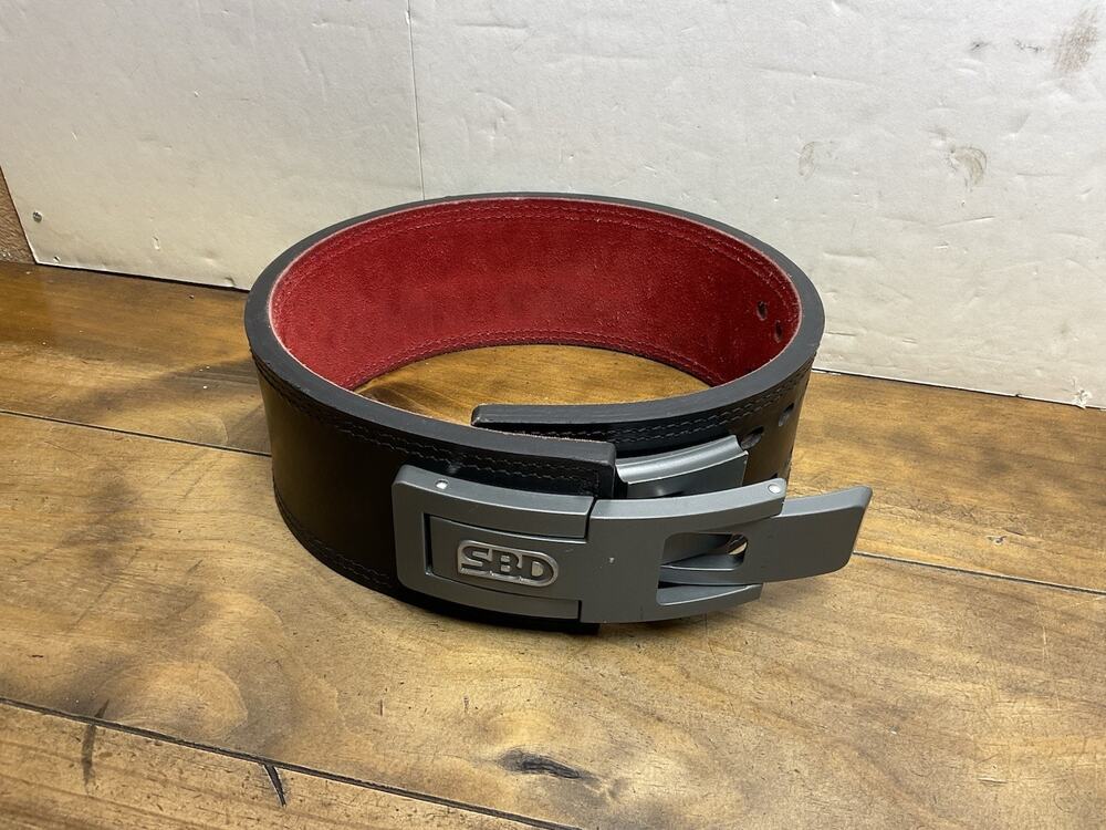 SBD 13mm Lever Belt Small Black Leather Red Suede IPF Powerlifting Belt Small